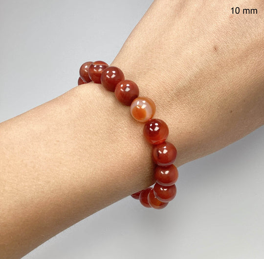 Banded Carnelian Agate Beaded Bracelet-Rocks and Gems Canada