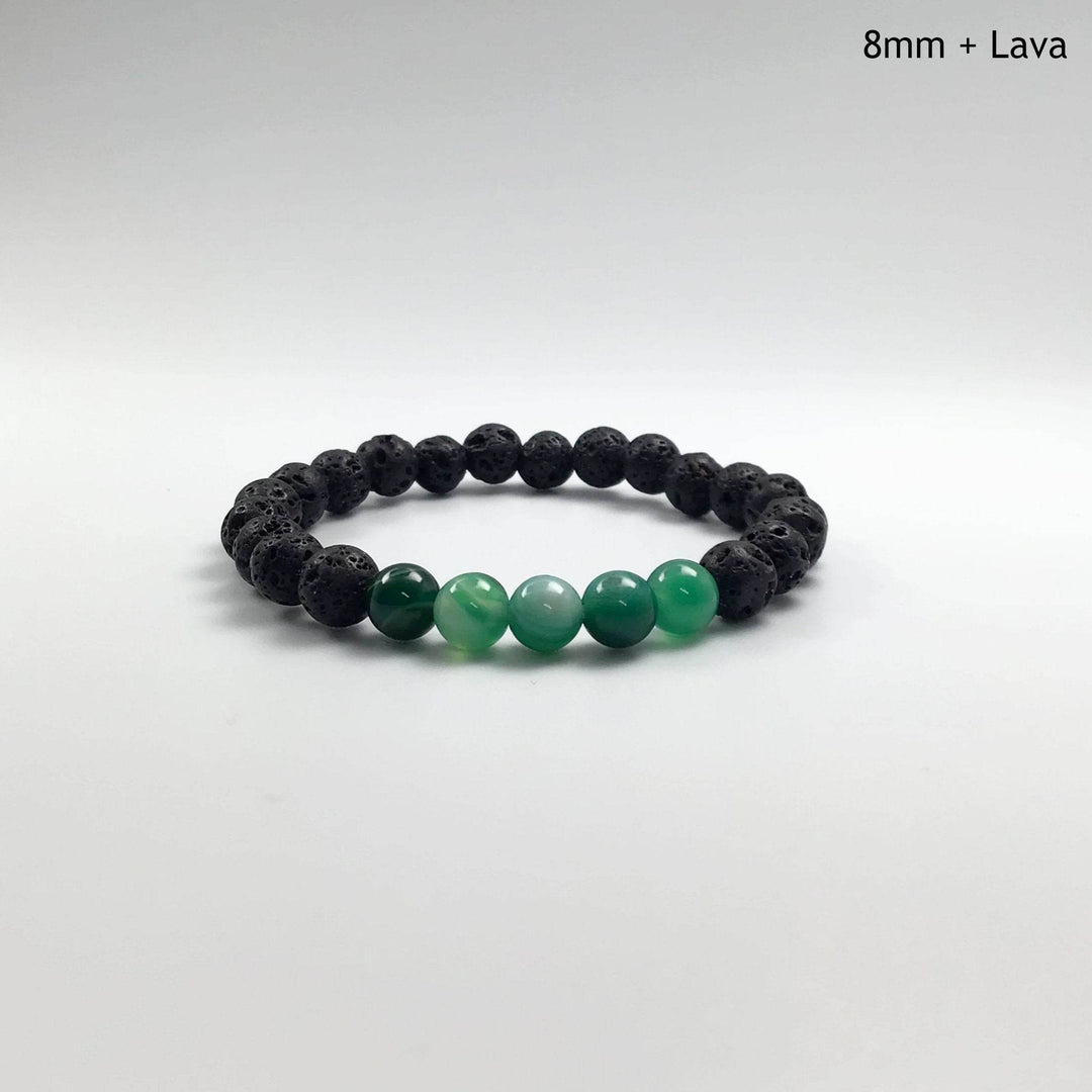 Banded Green Agate Beaded Bracelet-Rocks and Gems Canada