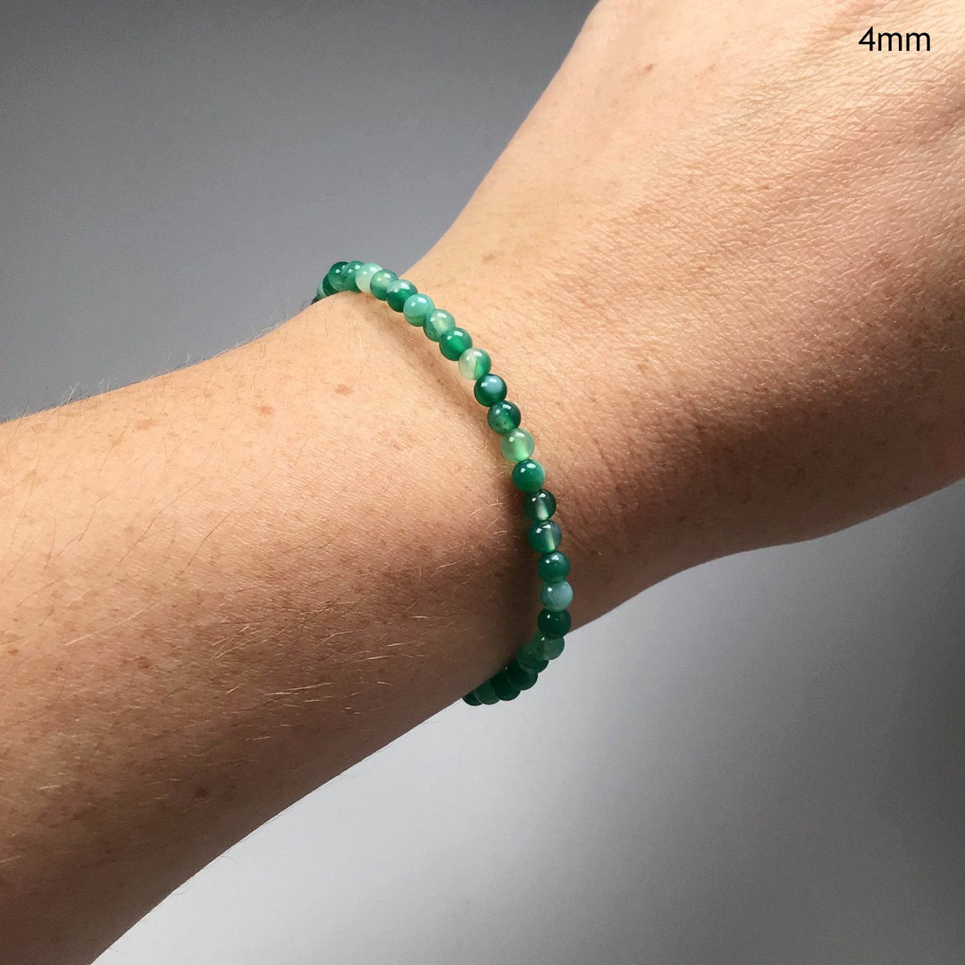 Banded Green Agate Beaded Bracelet-Rocks and Gems Canada