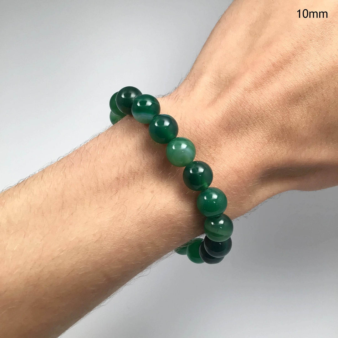 Banded Green Agate Beaded Bracelet-Rocks and Gems Canada