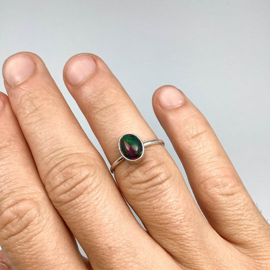 Black Ethiopian Opal Ring-Rocks and Gems Canada