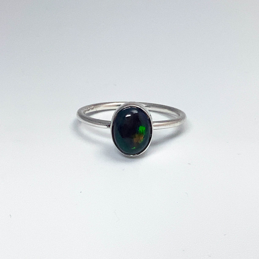 Black Ethiopian Opal Ring-Rocks and Gems Canada
