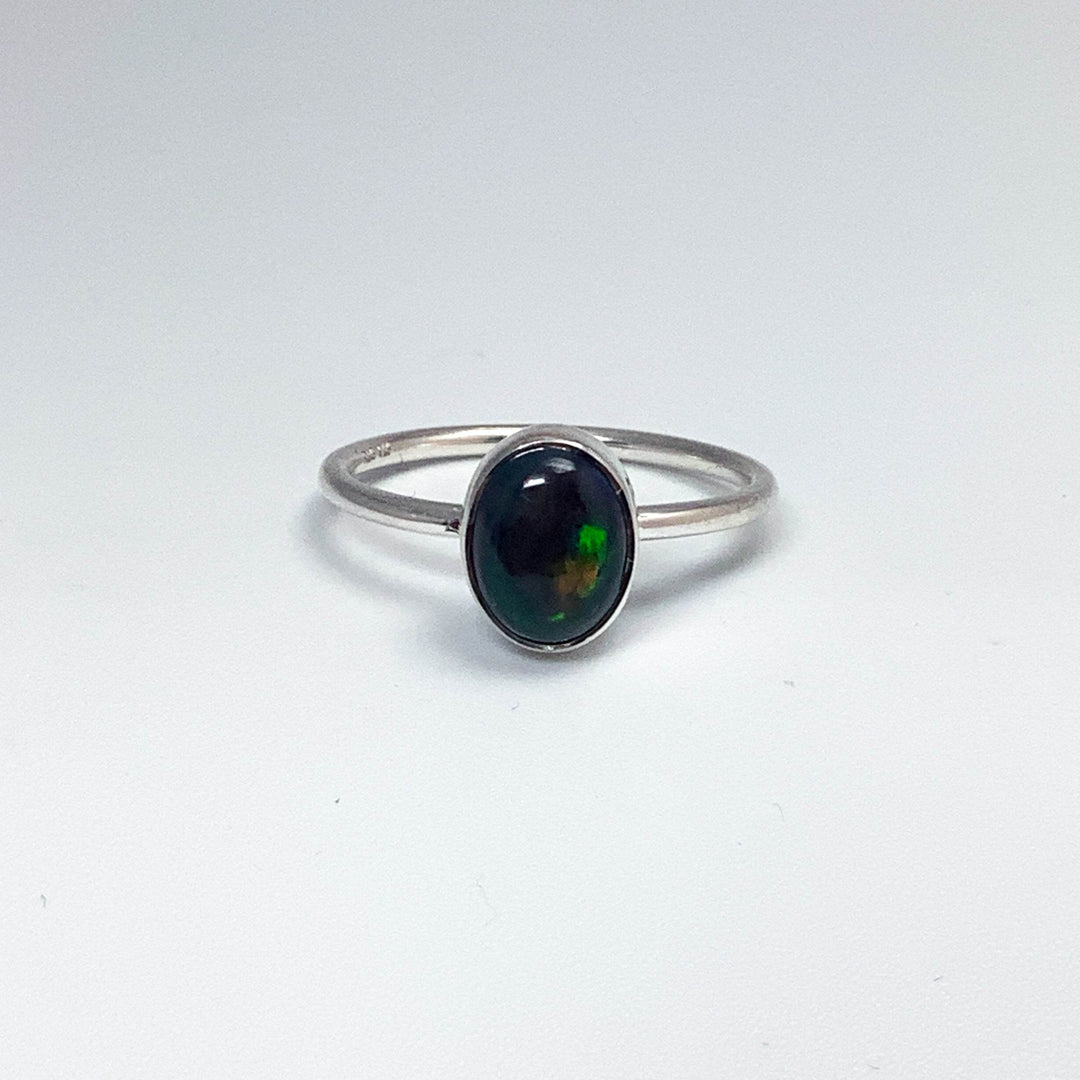Black Ethiopian Opal Ring-Rocks and Gems Canada