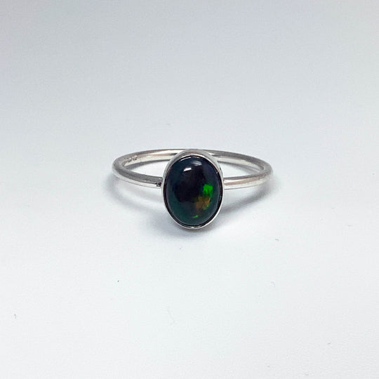 Black Ethiopian Opal Ring-Rocks and Gems Canada