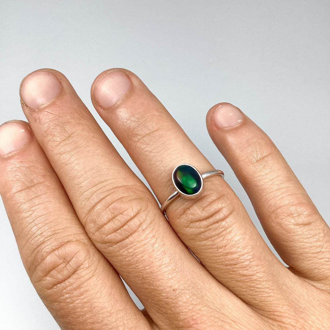 Black Ethiopian Opal Ring-Rocks and Gems Canada