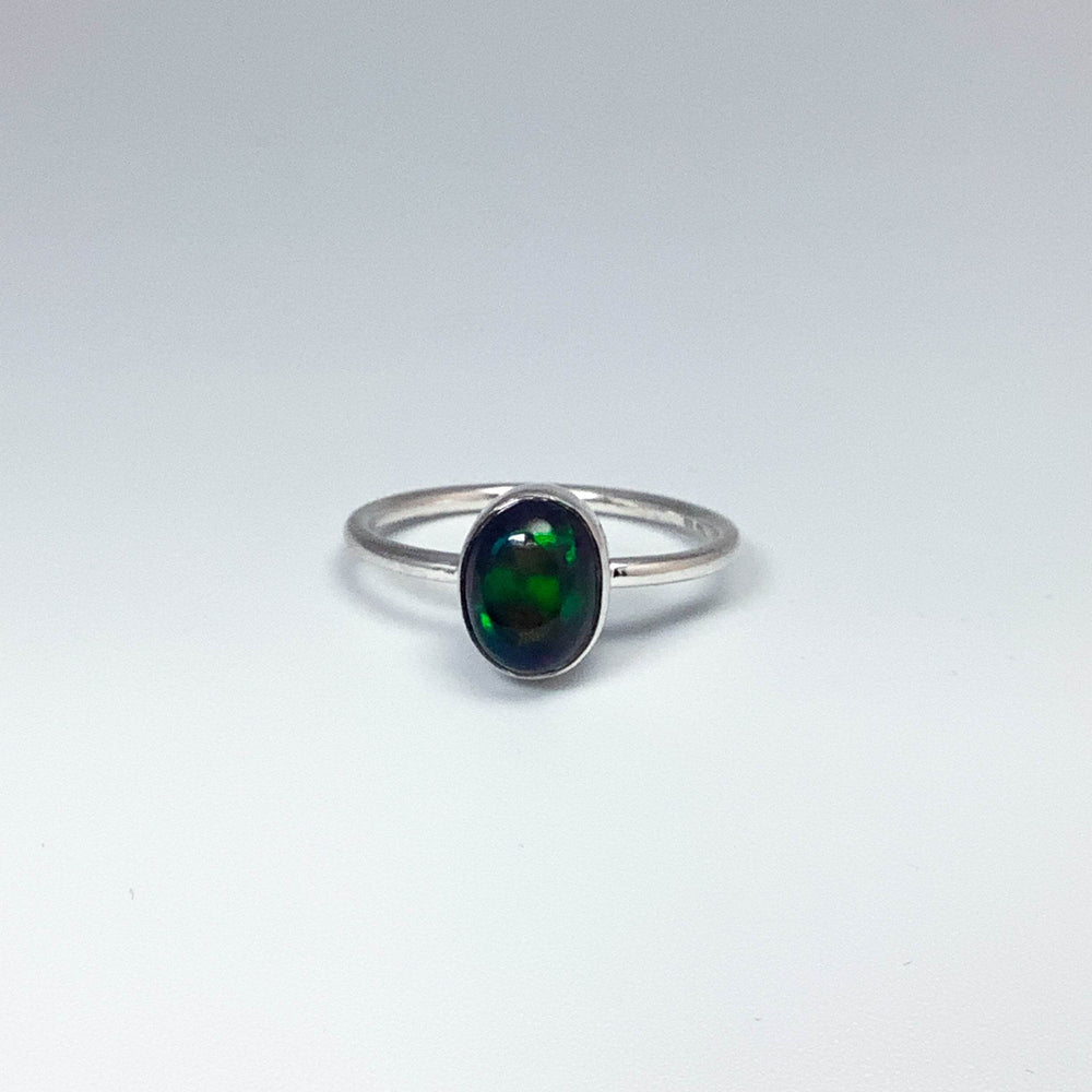 Black Ethiopian Opal Ring-Rocks and Gems Canada