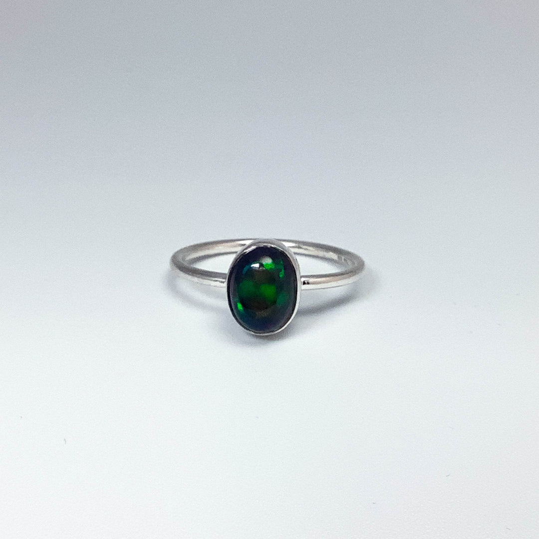Black Ethiopian Opal Ring-Rocks and Gems Canada