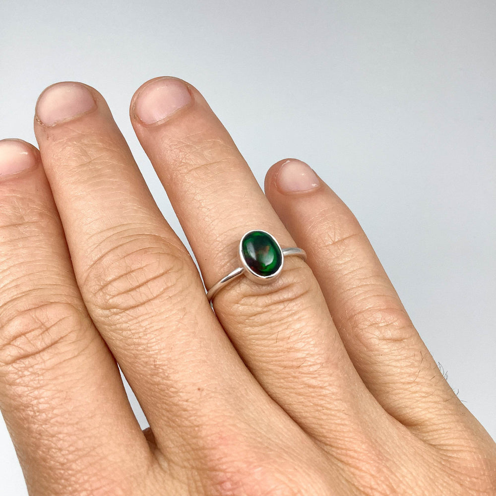Black Ethiopian Opal Ring-Rocks and Gems Canada