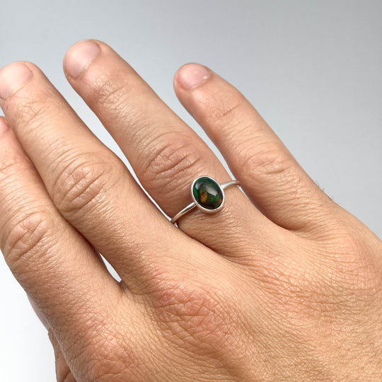 Black Ethiopian Opal Ring-Rocks and Gems Canada