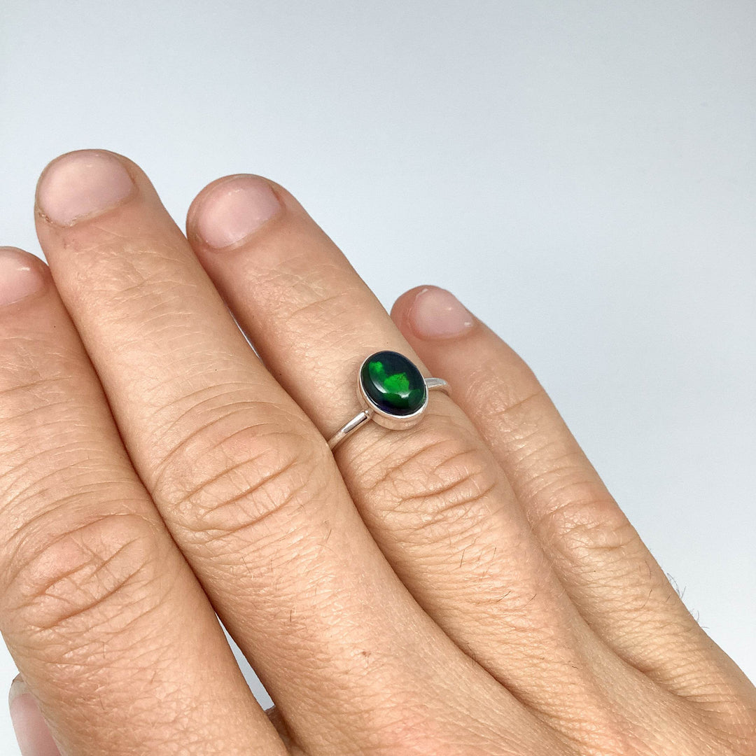 Black Ethiopian Opal Ring-Rocks and Gems Canada