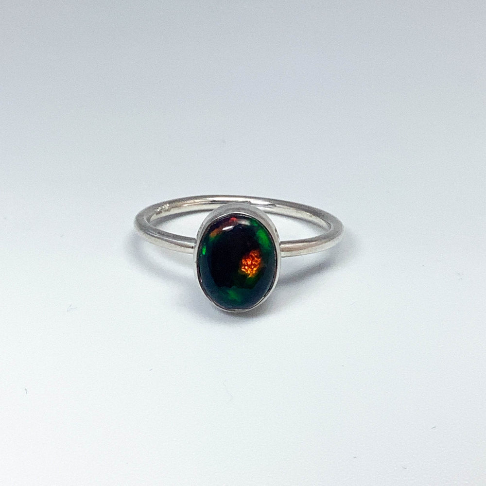 Black Ethiopian Opal Ring-Rocks and Gems Canada