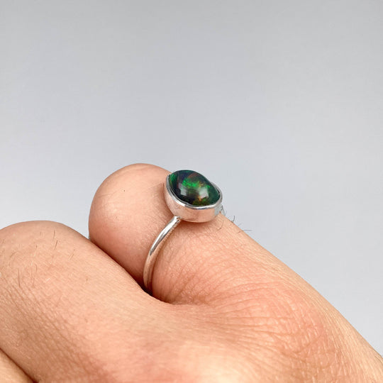 Black Ethiopian Opal Ring-Rocks and Gems Canada