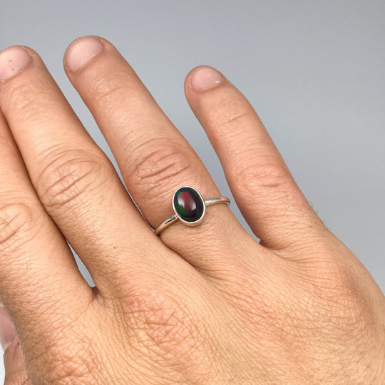 Black Ethiopian Opal Ring-Rocks and Gems Canada