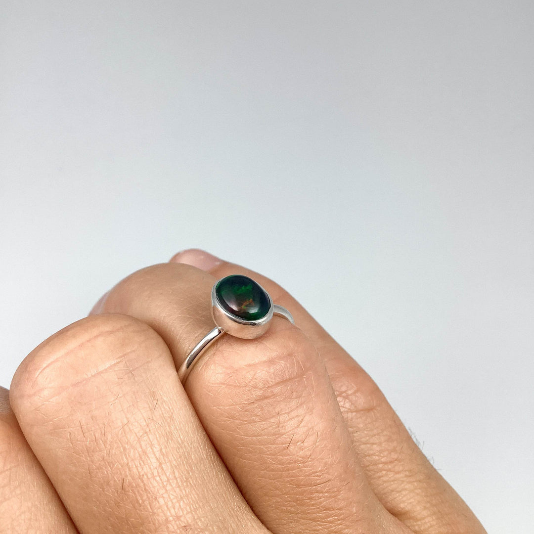 Black Ethiopian Opal Ring-Rocks and Gems Canada