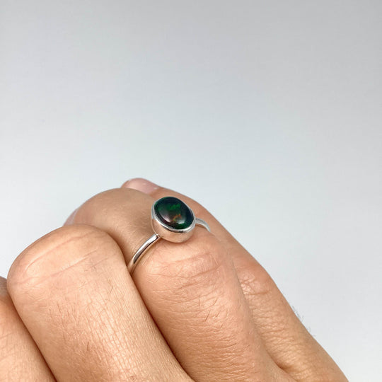 Black Ethiopian Opal Ring-Rocks and Gems Canada