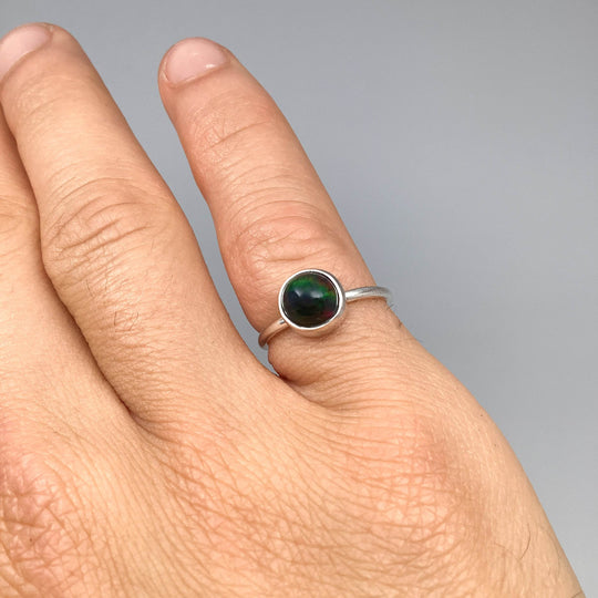 Black Ethiopian Opal Ring-Rocks and Gems Canada