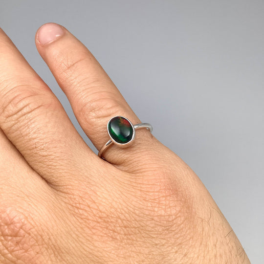Black Ethiopian Opal Ring-Rocks and Gems Canada