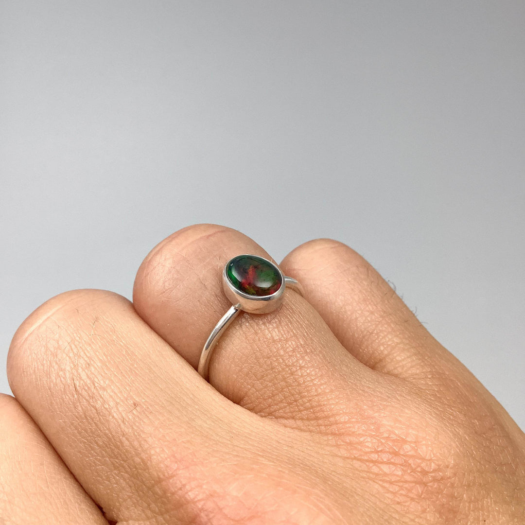Black Ethiopian Opal Ring-Rocks and Gems Canada