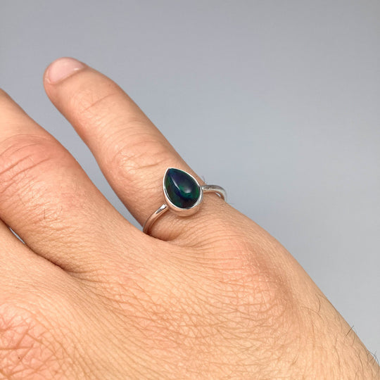 Black Ethiopian Opal Ring-Rocks and Gems Canada