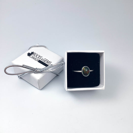 Black Ethiopian Opal Ring-Rocks and Gems Canada