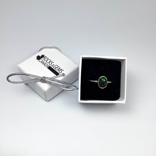 Black Ethiopian Opal Ring-Rocks and Gems Canada