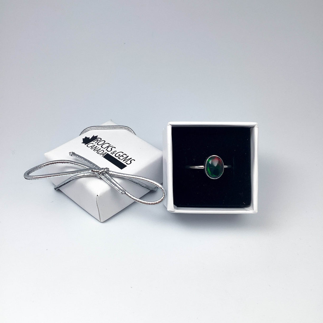 Black Ethiopian Opal Ring-Rocks and Gems Canada