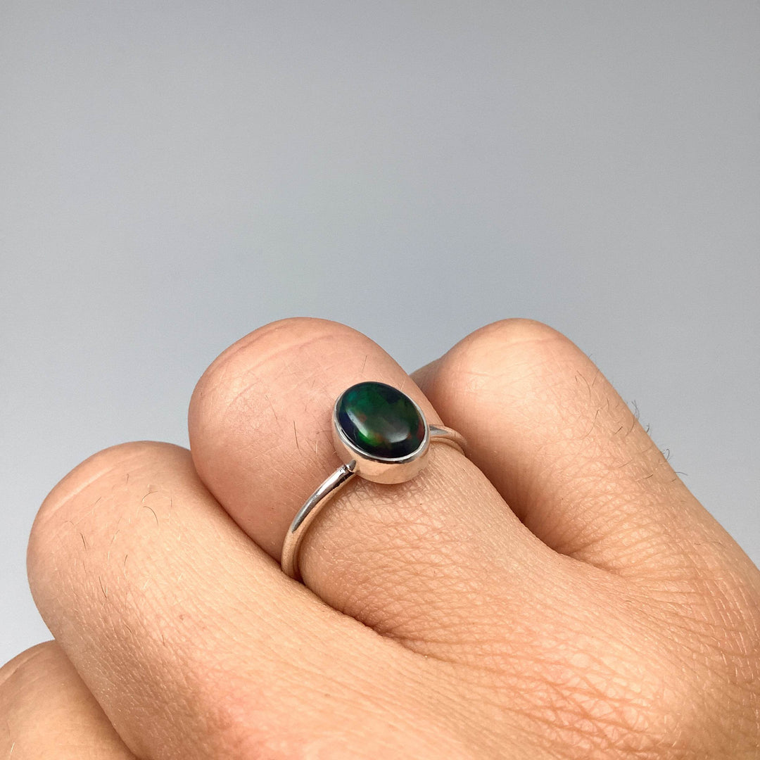 Black Ethiopian Opal Ring-Rocks and Gems Canada