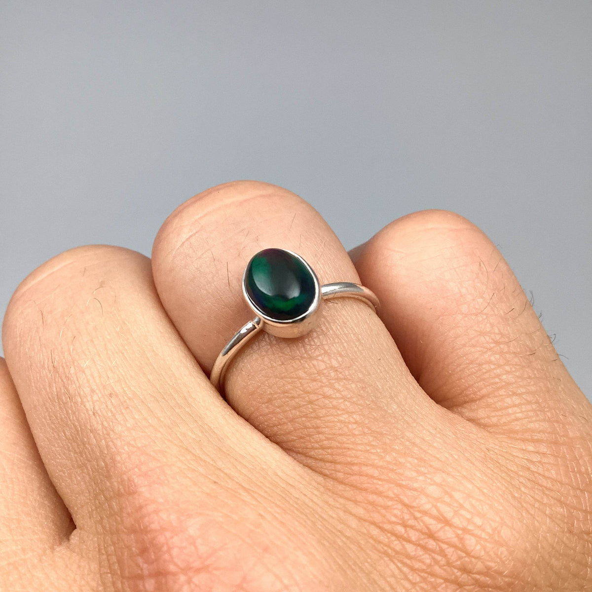 Black Ethiopian Opal Ring-Rocks and Gems Canada