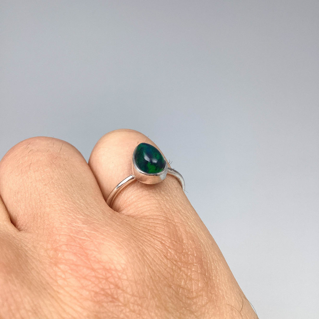 Black Ethiopian Opal Ring-Rocks and Gems Canada