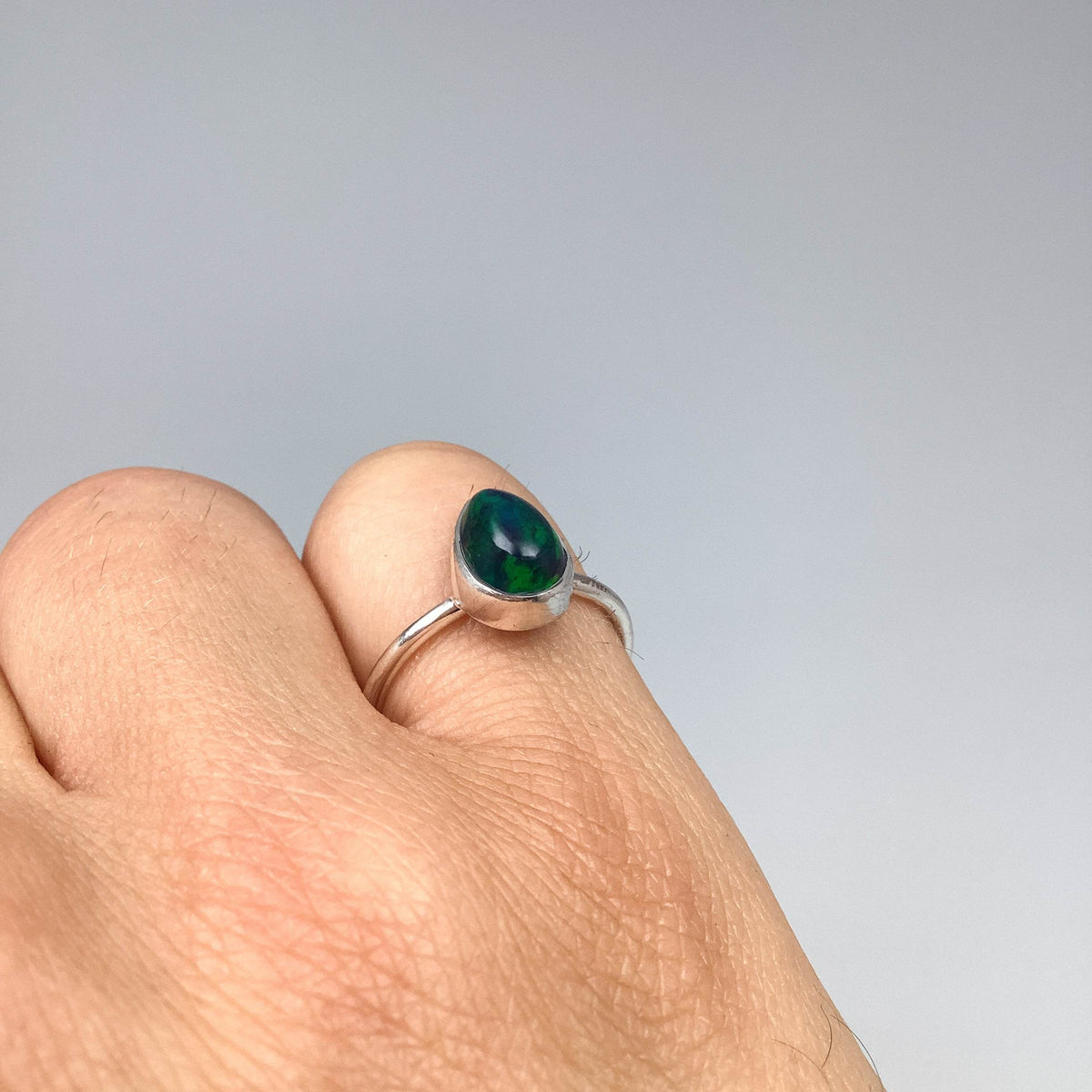 Black Ethiopian Opal Ring-Rocks and Gems Canada