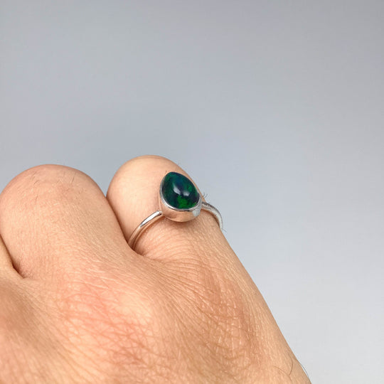 Black Ethiopian Opal Ring-Rocks and Gems Canada