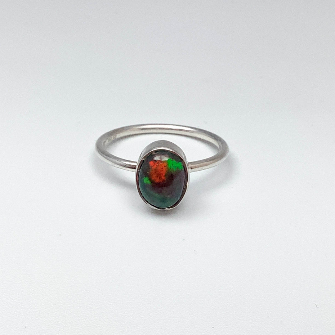Black Ethiopian Opal Ring-Rocks and Gems Canada