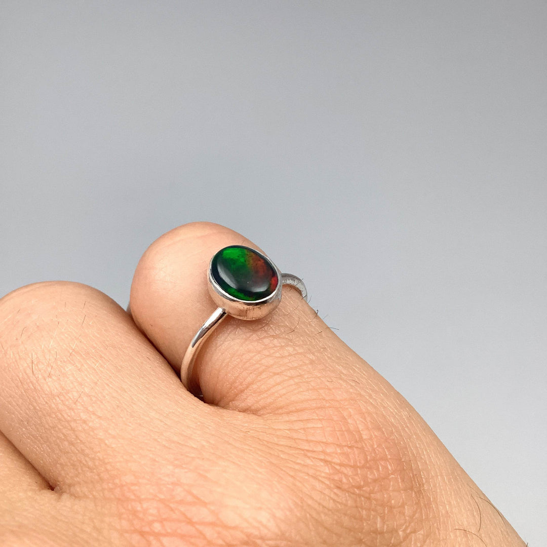 Black Ethiopian Opal Ring-Rocks and Gems Canada