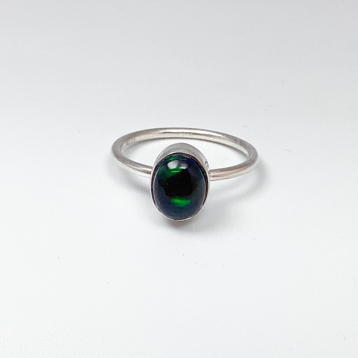 Black Ethiopian Opal Ring-Rocks and Gems Canada