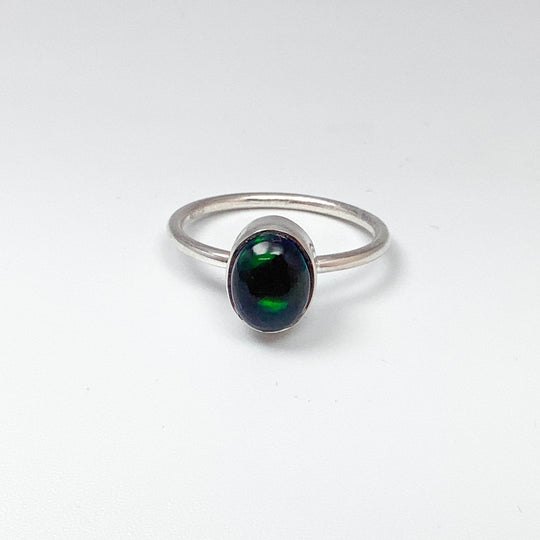 Black Ethiopian Opal Ring-Rocks and Gems Canada