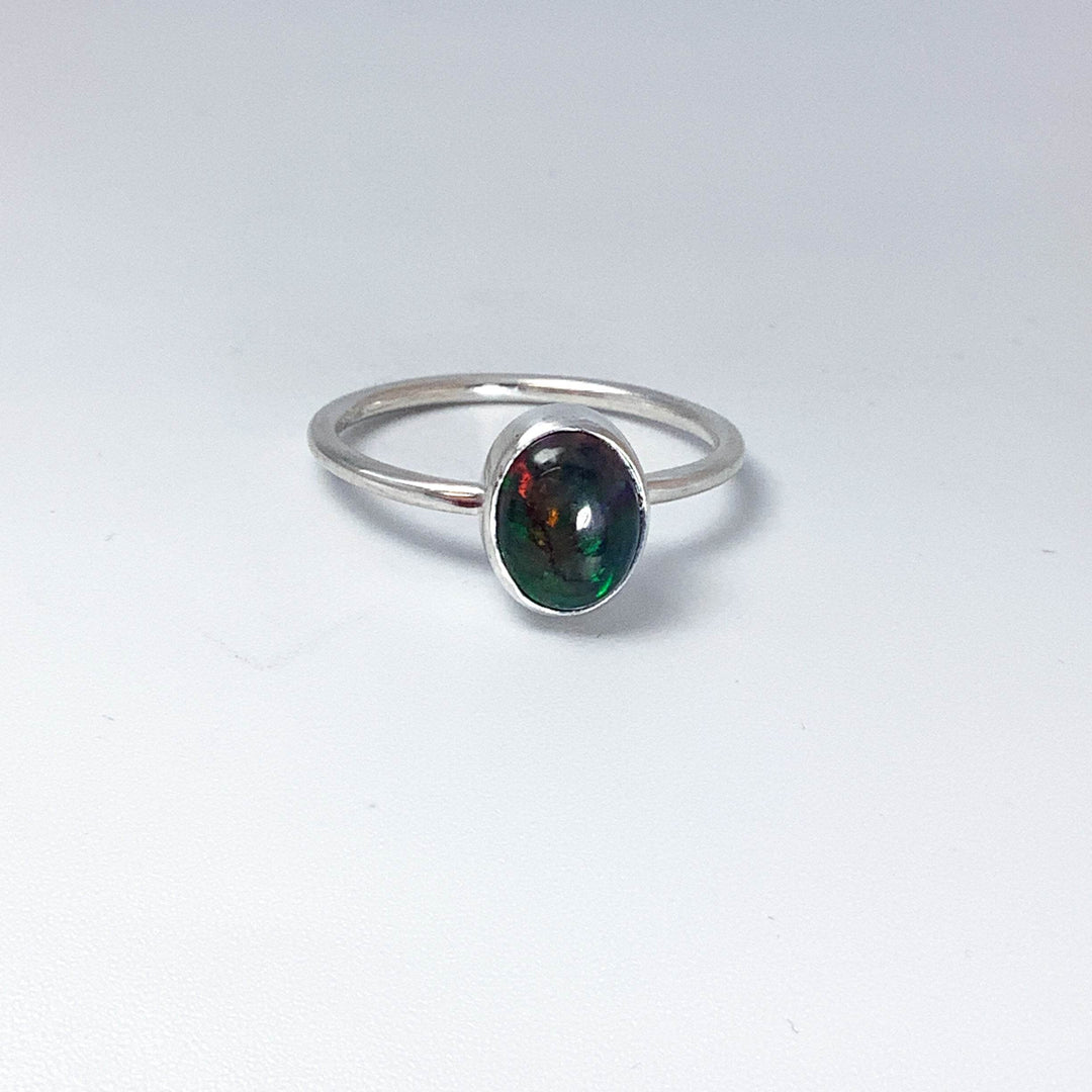 Black Ethiopian Opal Ring-Rocks and Gems Canada