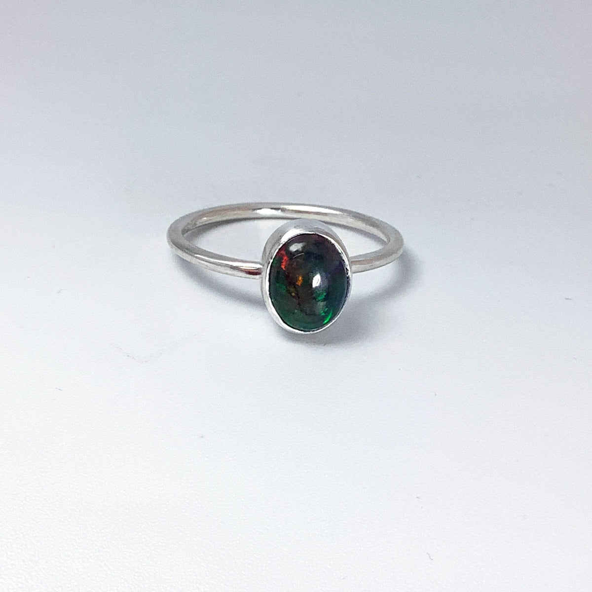 Black Ethiopian Opal Ring-Rocks and Gems Canada