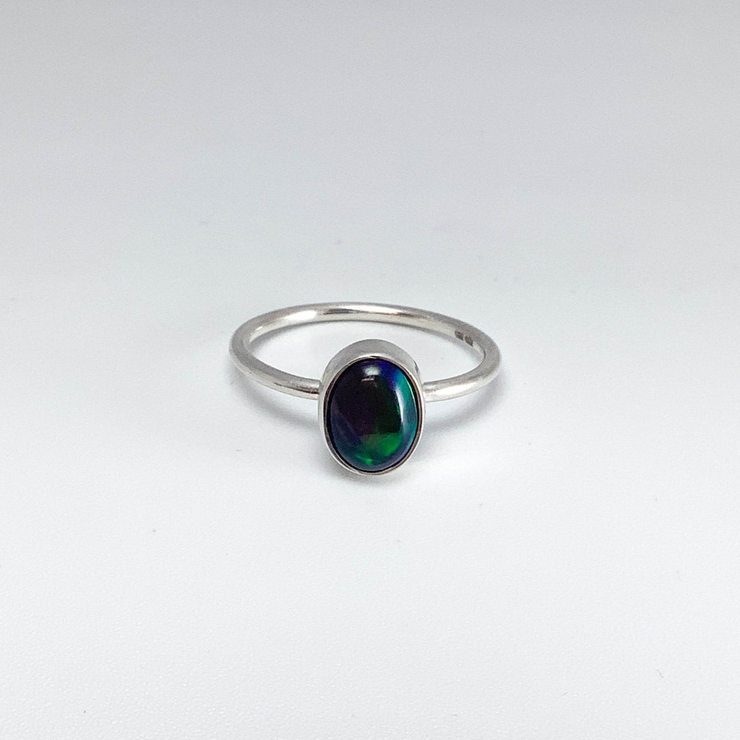 Black Ethiopian Opal Ring-Rocks and Gems Canada