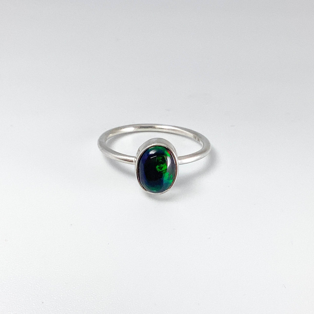 Black Ethiopian Opal Ring-Rocks and Gems Canada