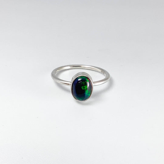 Black Ethiopian Opal Ring-Rocks and Gems Canada