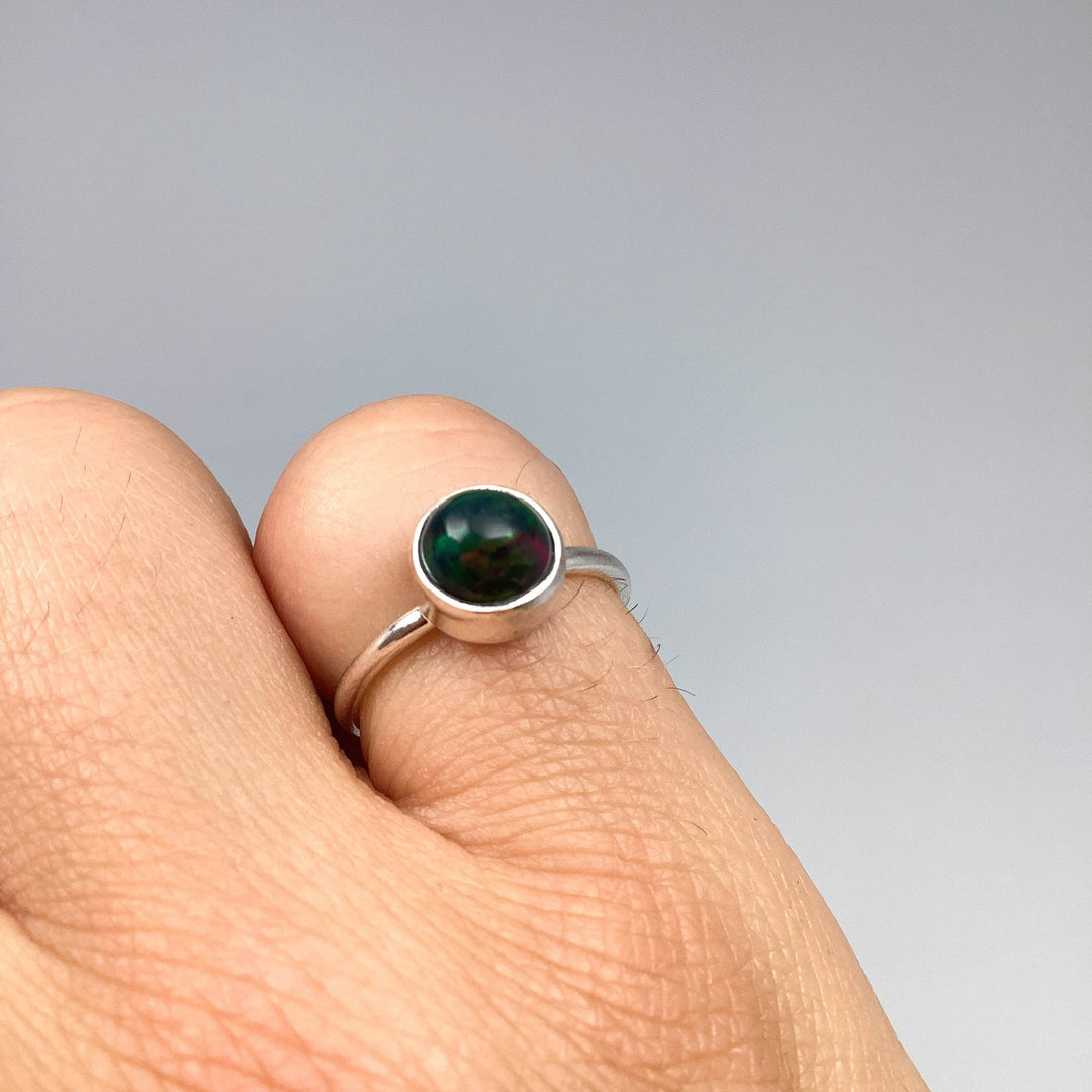 Black Ethiopian Opal Ring-Rocks and Gems Canada