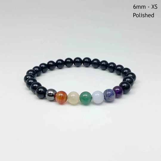 Black Onyx Beaded Bracelet with Chakra Beads-Rocks and Gems Canada