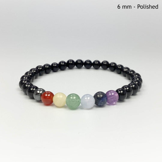 Black Onyx Beaded Bracelet with Chakra Beads-Rocks and Gems Canada