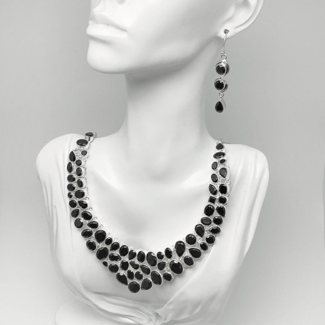 Black Onyx Earrings and Necklace Set-Rocks and Gems Canada