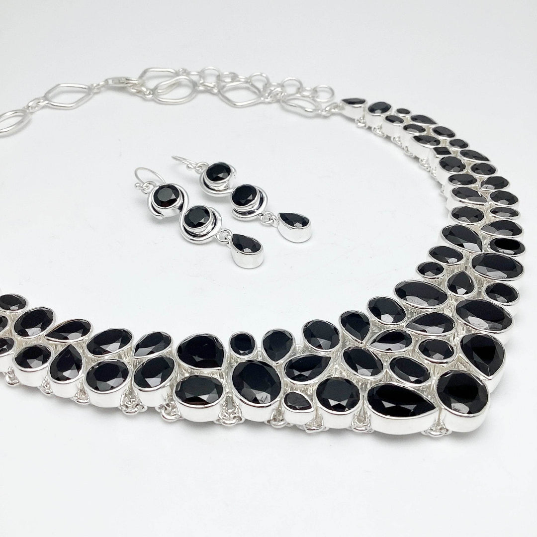 Black Onyx Earrings and Necklace Set-Rocks and Gems Canada