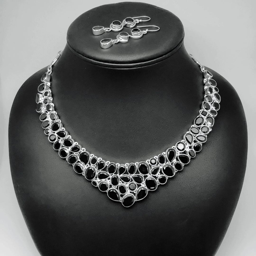 Black Onyx Earrings and Necklace Set-Rocks and Gems Canada