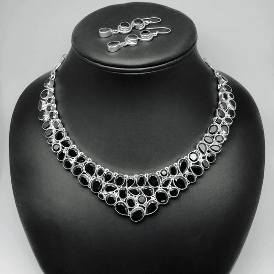 Black Onyx Earrings and Necklace Set-Rocks and Gems Canada