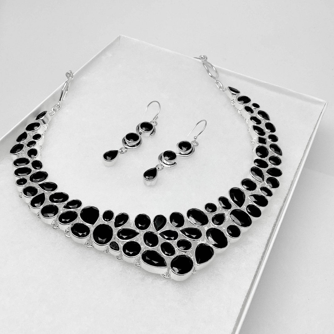 Black Onyx Earrings and Necklace Set-Rocks and Gems Canada