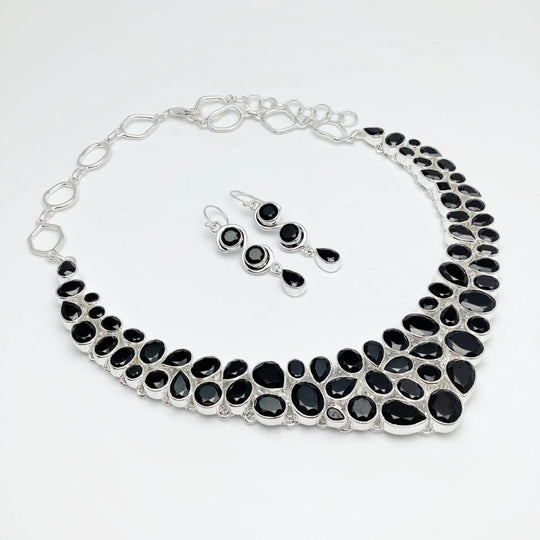 Black Onyx Earrings and Necklace Set-Rocks and Gems Canada