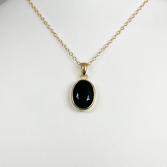 Black Onyx Gold Finish Pendant-Rocks and Gems Canada